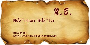 Márton Béla névjegykártya